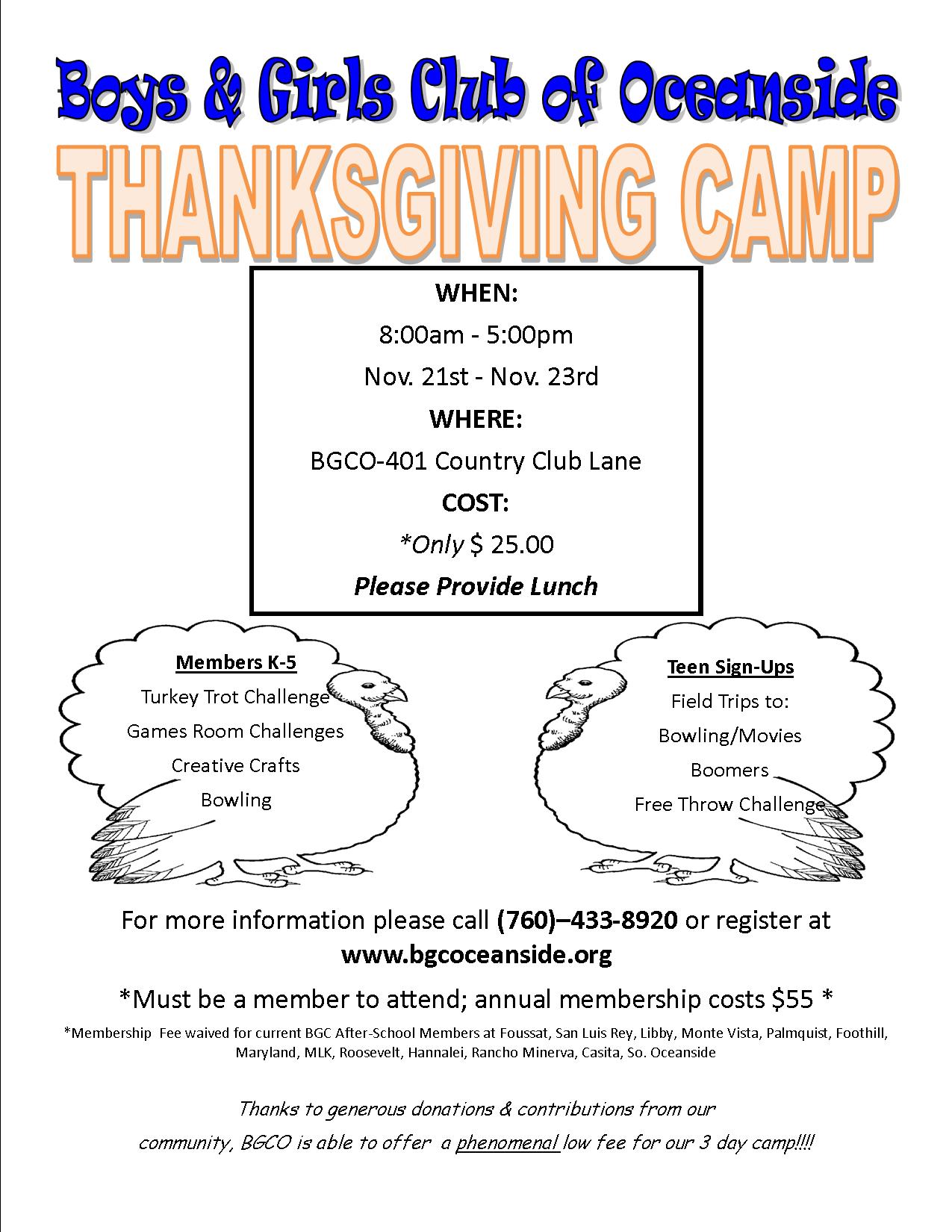 Thanksgiving Camp